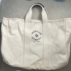 Tory Burch NY Cream Canvas Tote Bag